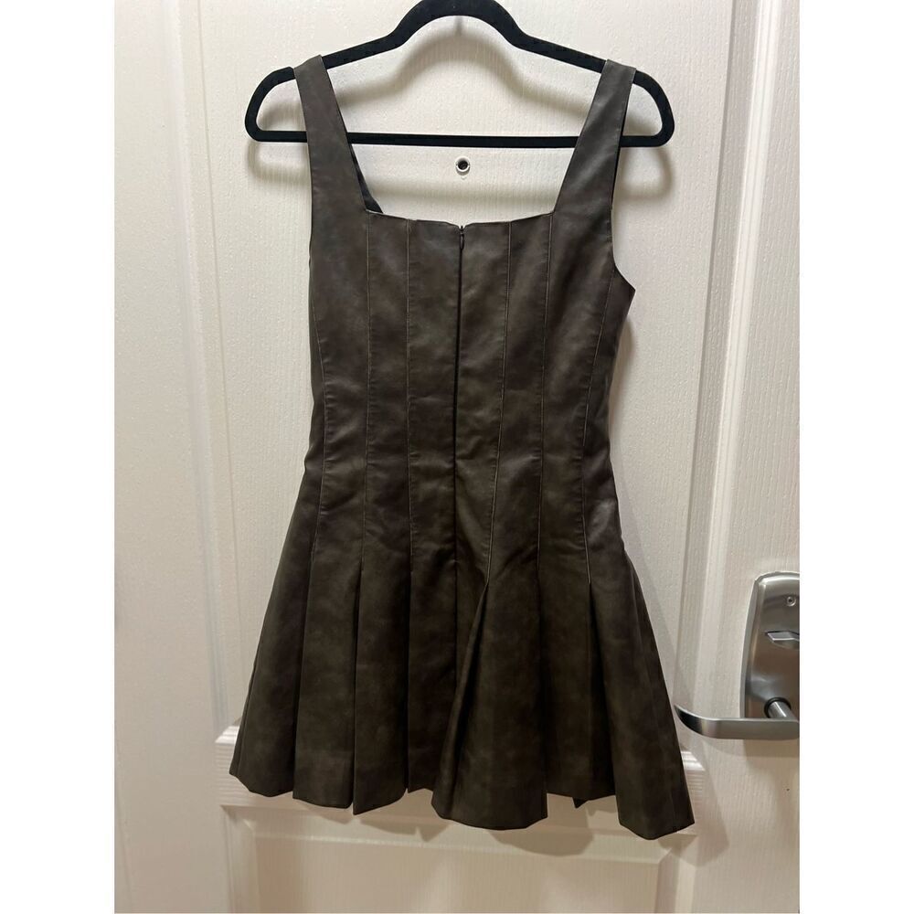 EN SAISON Drew Faux Leather Minidress in Dark Brown Size S NWT$146 - Picture 8 of 11